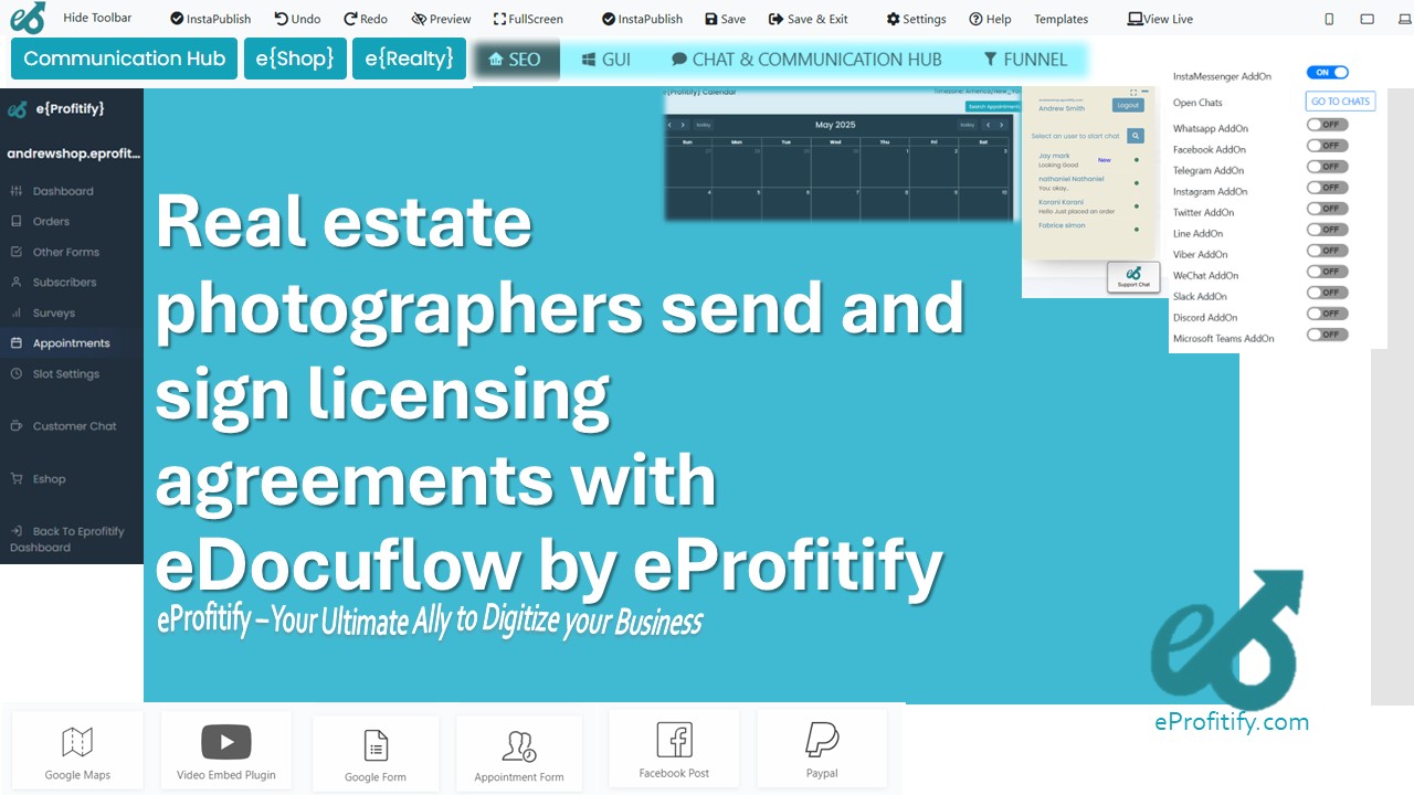 Real estate photographers send and sign licensing agreements with eDocuflow by eProfitify
